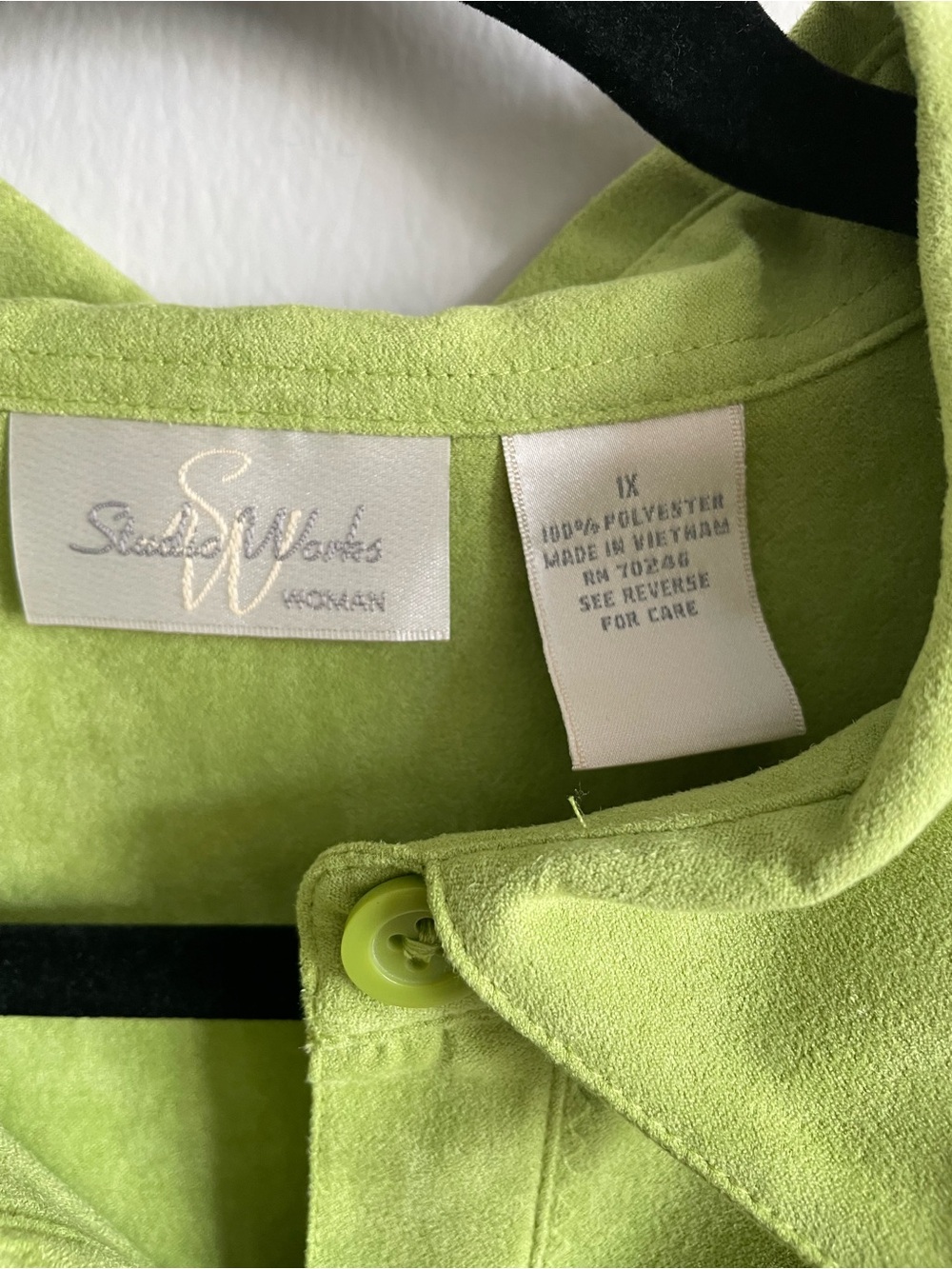 Studio Works shacket lime green micro suede western 1X - Picture 3 of 7